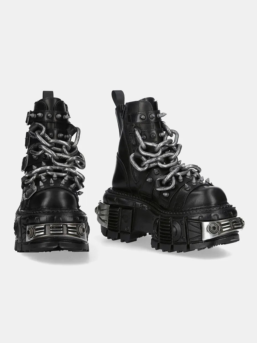 XL Platform Combat Boots - Heavy Chains - III - 🖤
