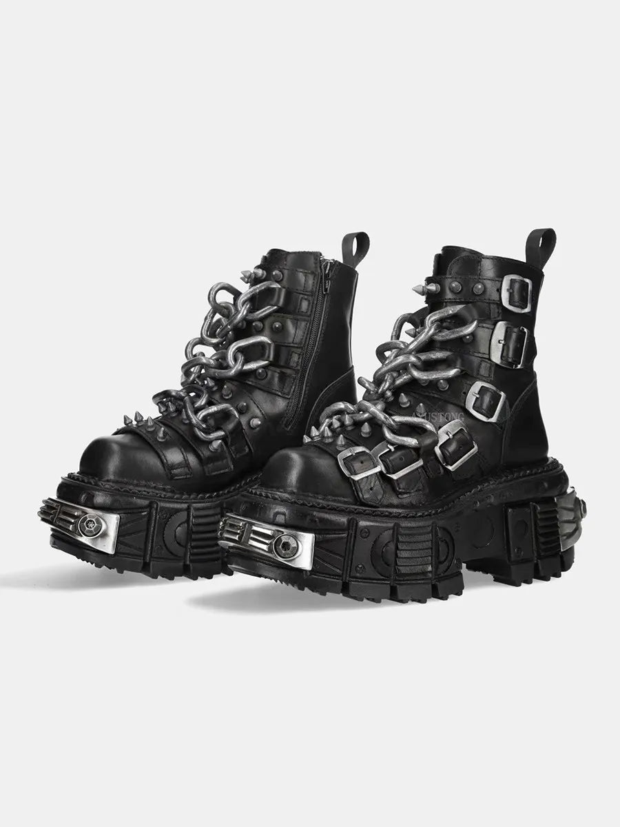 XL Platform Combat Boots - Heavy Chains - III - 🖤