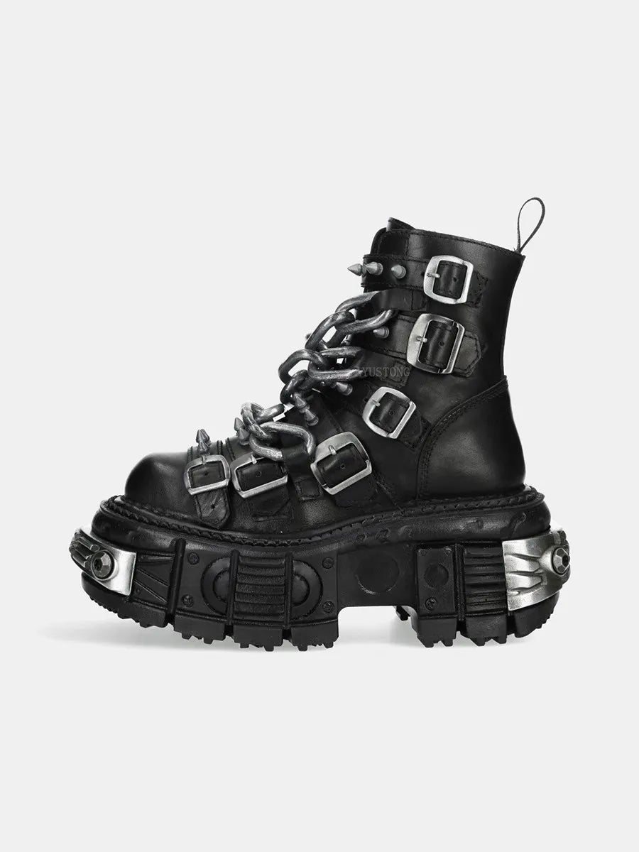 XL Platform Combat Boots - Heavy Chains - III - 🖤