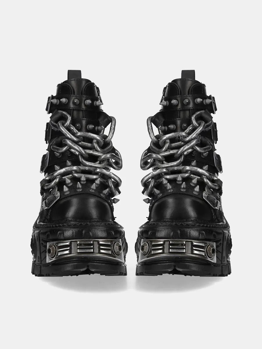 XL Platform Combat Boots - Heavy Chains - III - 🖤