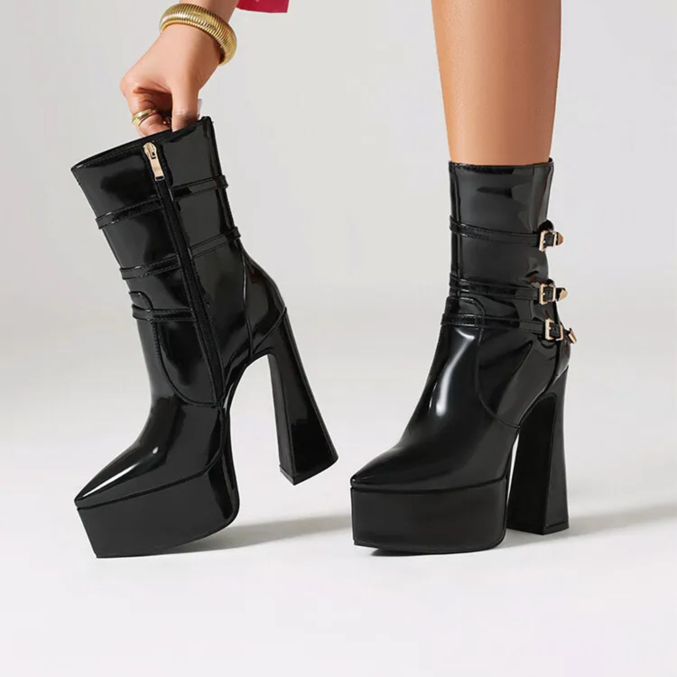 High heels Platform Mid-calf Boots - Pointes & Vernis - VI - 🖤