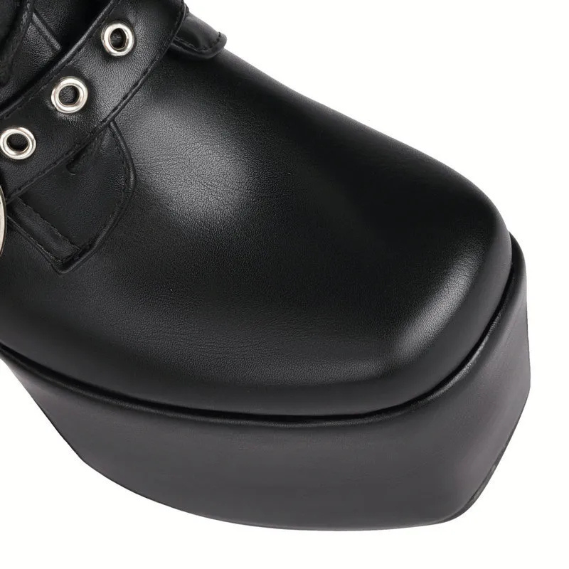 High Heels XL Platform Knee-high Boots - Metal Hearts - I - 🖤