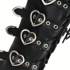 High Heels XL Platform Knee-high Boots - Metal Hearts - I - 🖤