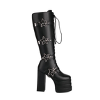 High heels XL Platform Knee-high Boots - Stars - II - 🖤