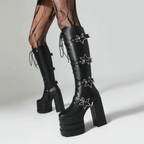 High heels XL Platform Knee-high Boots - Stars - II - 🖤