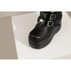 Platform Wedges Knee-high Buckles Boots - II - 🖤