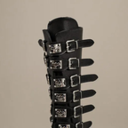 Platform Wedges Knee-high Buckles Boots - II - 🖤