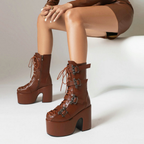 XL Platform Chunky heels Mid-calf Boots - Bat Buckles - I - X