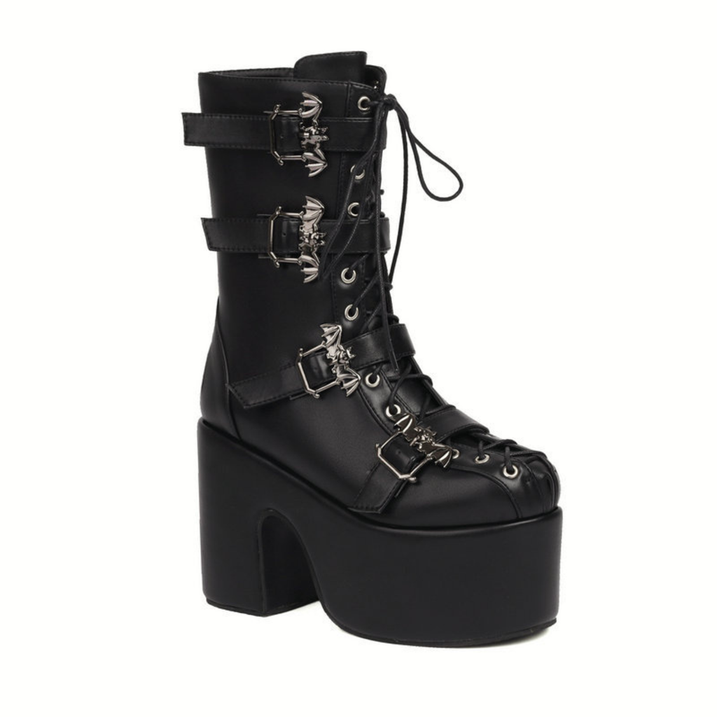 XL Platform Chunky heels Mid-calf Boots - Bat Buckles - I - X