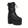 XL Platform Chunky heels Mid-calf Boots - Bat Buckles - I - X