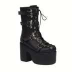 XL Platform Chunky heels Mid-calf Boots - Bat Buckles - I - X