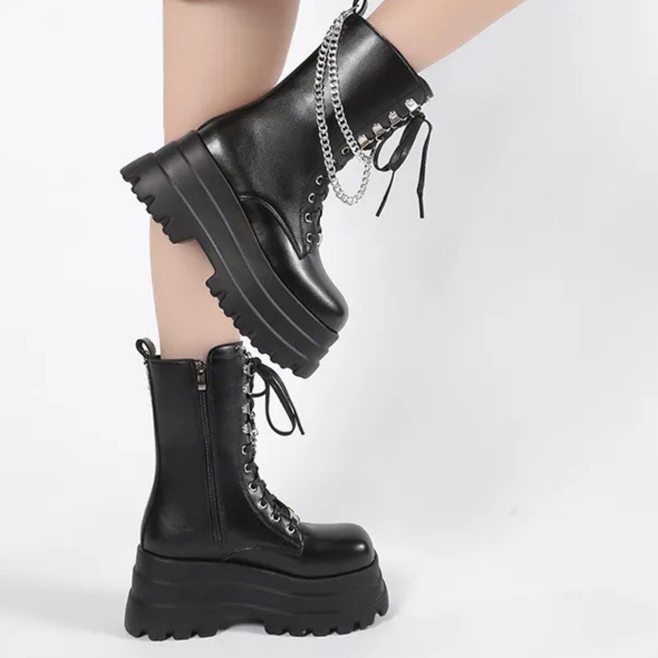 XL Platform Mid-calf Boots - II - 🖤