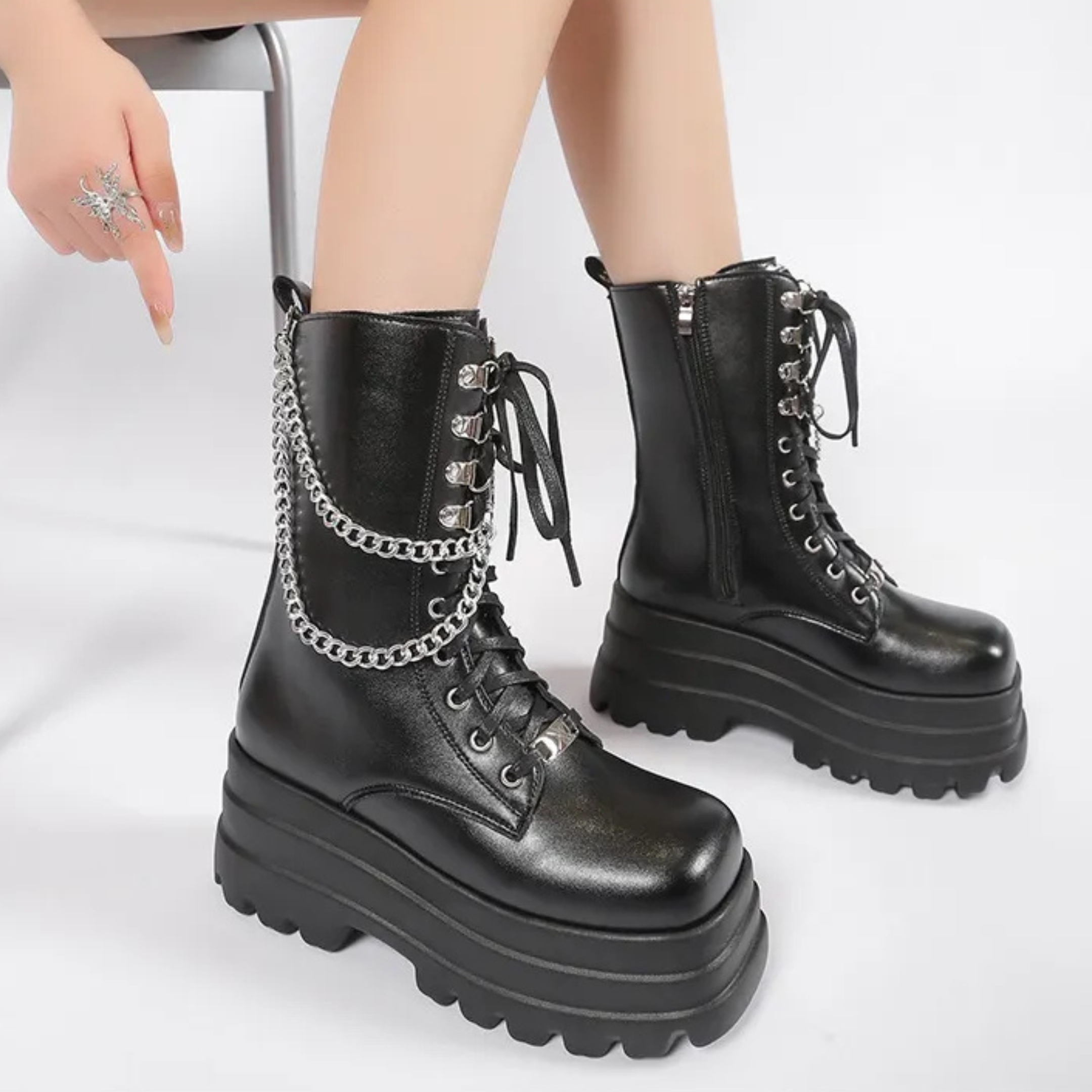 XL Platform Mid-calf Boots - II - 🖤