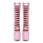 High heels Platform Knee high Boots - Buckled Up - X - 🩷