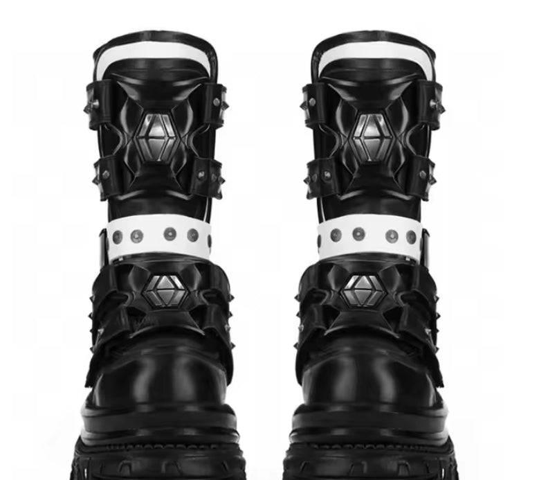 XL Platform Mid-calf Combat Boots - V - 🖤