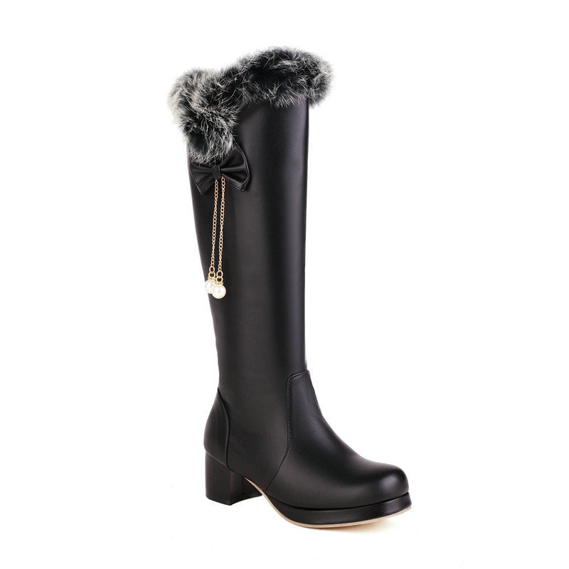Knee-high Fur Boots - II - 🩷