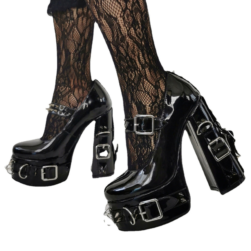 Platform High-heels Spike & Buckles Mary-Jane- I - 🖤