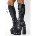 High heels Knee high Boots - Rivets & Buckles - VII - 🖤