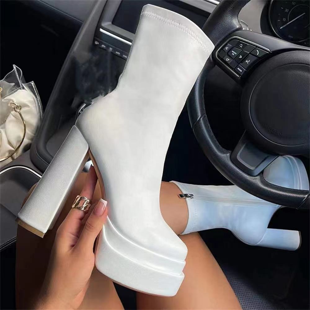 High-heels Platform Mid-calf Boots - II - X