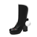 Low Heels Mid-calf Boots - Rabbit - 🩷
