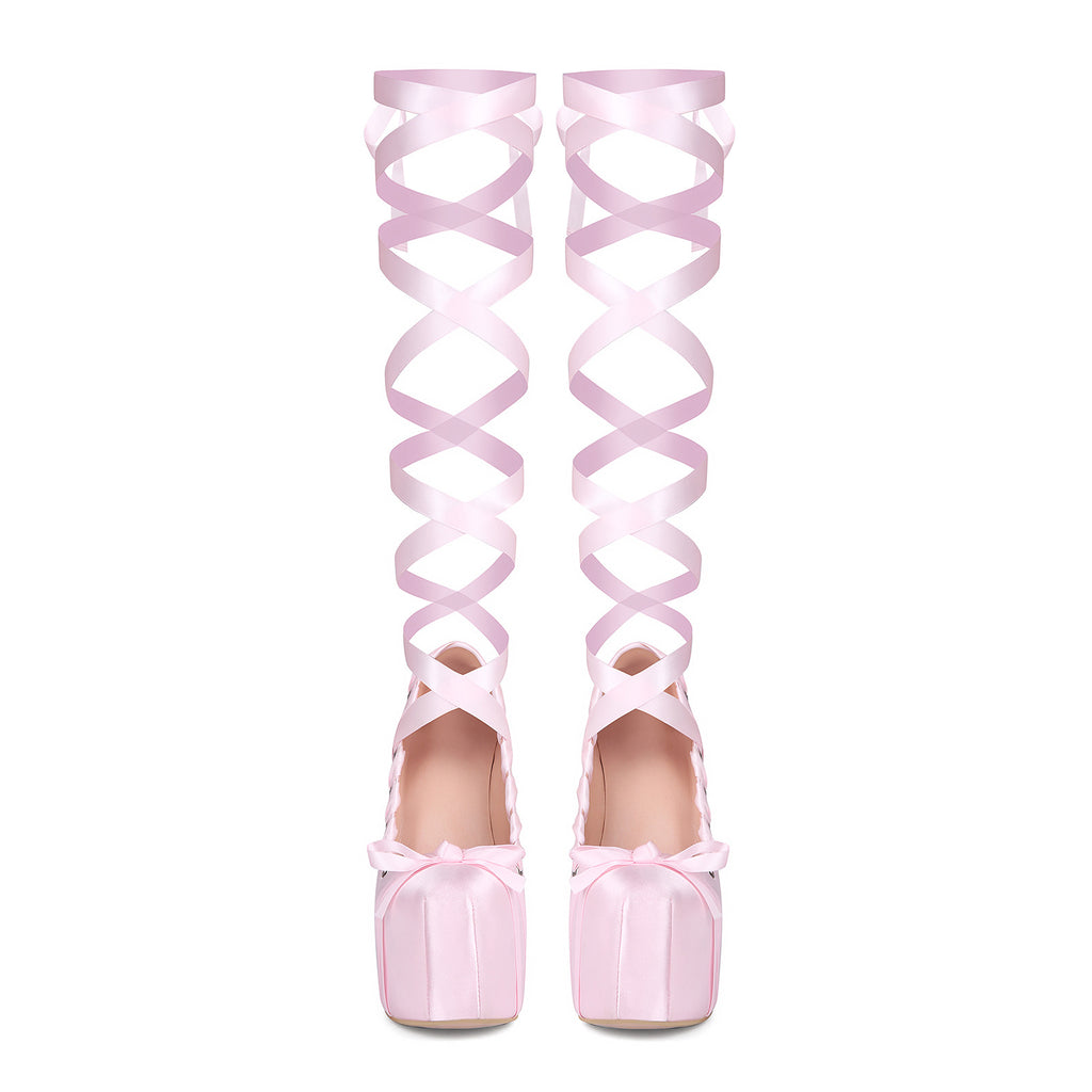 High heels Satin Platform Pumps - I - Baby pink - 🩷