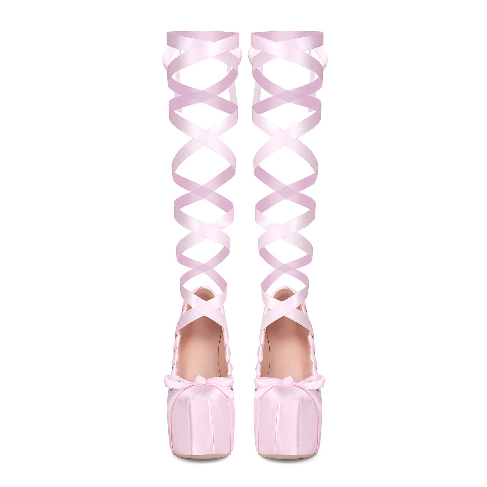High heels Satin Platform Pumps - I - Baby pink - 🩷