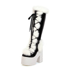 High heels Platform Knee-high Fur Boots - VI - X