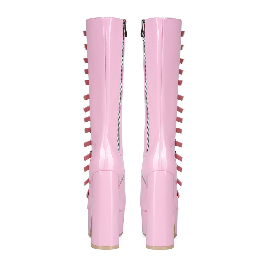 High heels Platform Knee high Boots - Buckled Up - X - 🩷