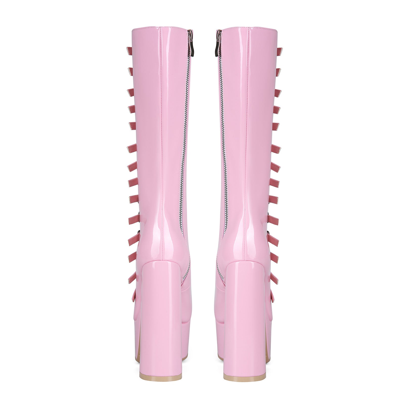 High heels Platform Knee high Boots - Buckled Up - X - 🩷