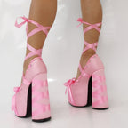 High heels Satin Platform Pumps - I - Pink - 🩷