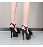 Ultra High Heels Platform Sandals - Fur - II - 🩷