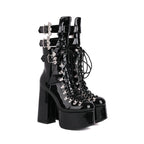 Chunky heels XL Platform  Mid-calf Boots - Bat Sht Crazy - VII - 🖤