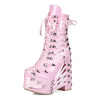 High heels Platform Ankle Boots - Hardware Satin - Pink - II - 🩷