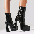 High heels Platform Mid-calf Boots - Pointes & Vernis - VI - 🖤