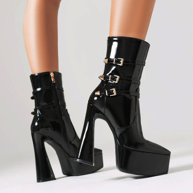 High heels Platform Mid-calf Boots - Pointes & Vernis - VI - 🖤