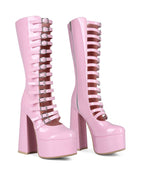 High heels Platform Knee high Boots - Buckled Up - X - 🩷