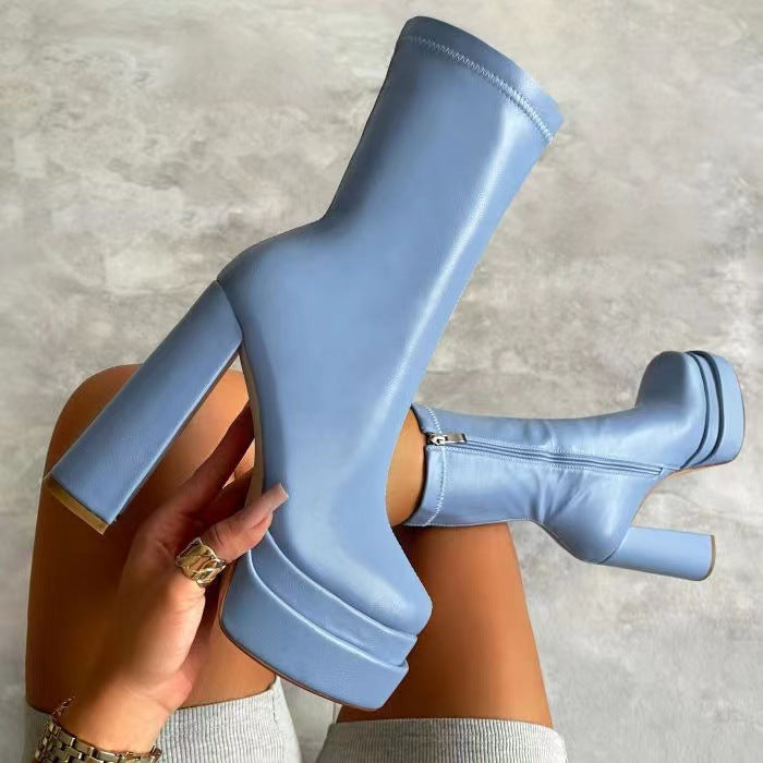 High-heels Platform Mid-calf Boots - II - X