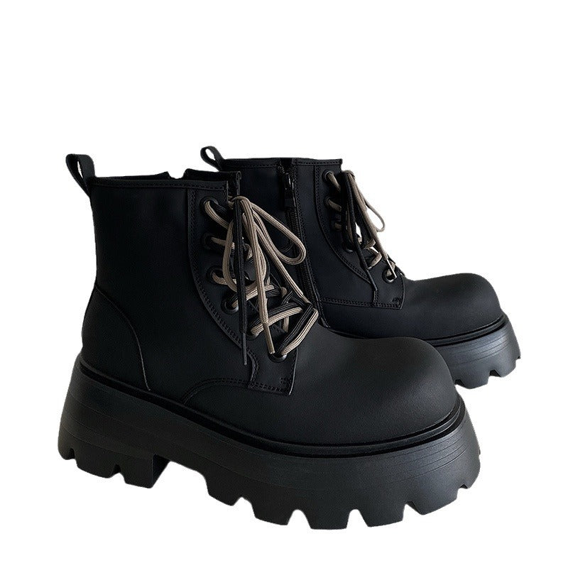 Lace-up Ankle Platform Combat Boots - I  - 🖤
