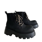 Lace-up Ankle Platform Combat Boots - I  - 🖤