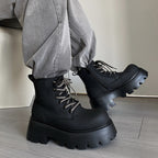 Lace-up Ankle Platform Combat Boots - I  - 🖤