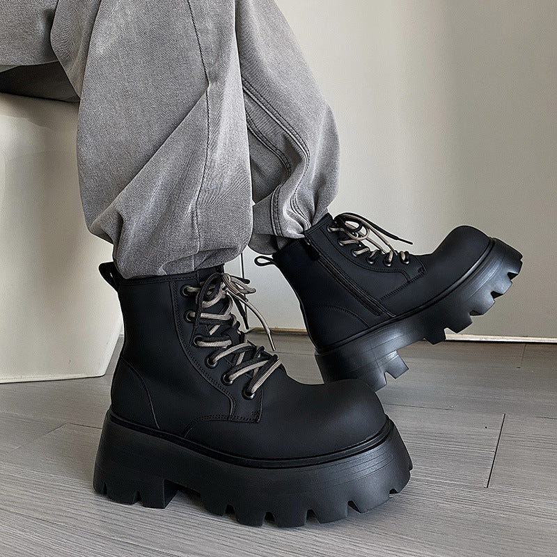Lace-up Ankle Platform Combat Boots - I  - 🖤