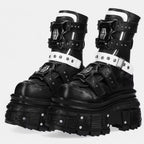 XL Platform Mid-calf Combat Boots - V - 🖤