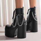 High heels XL Platform Ankle Boots - Studs & Chains - III - 🖤