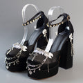 Chunky Heels Platform Sandals - Chains - I - 🩷