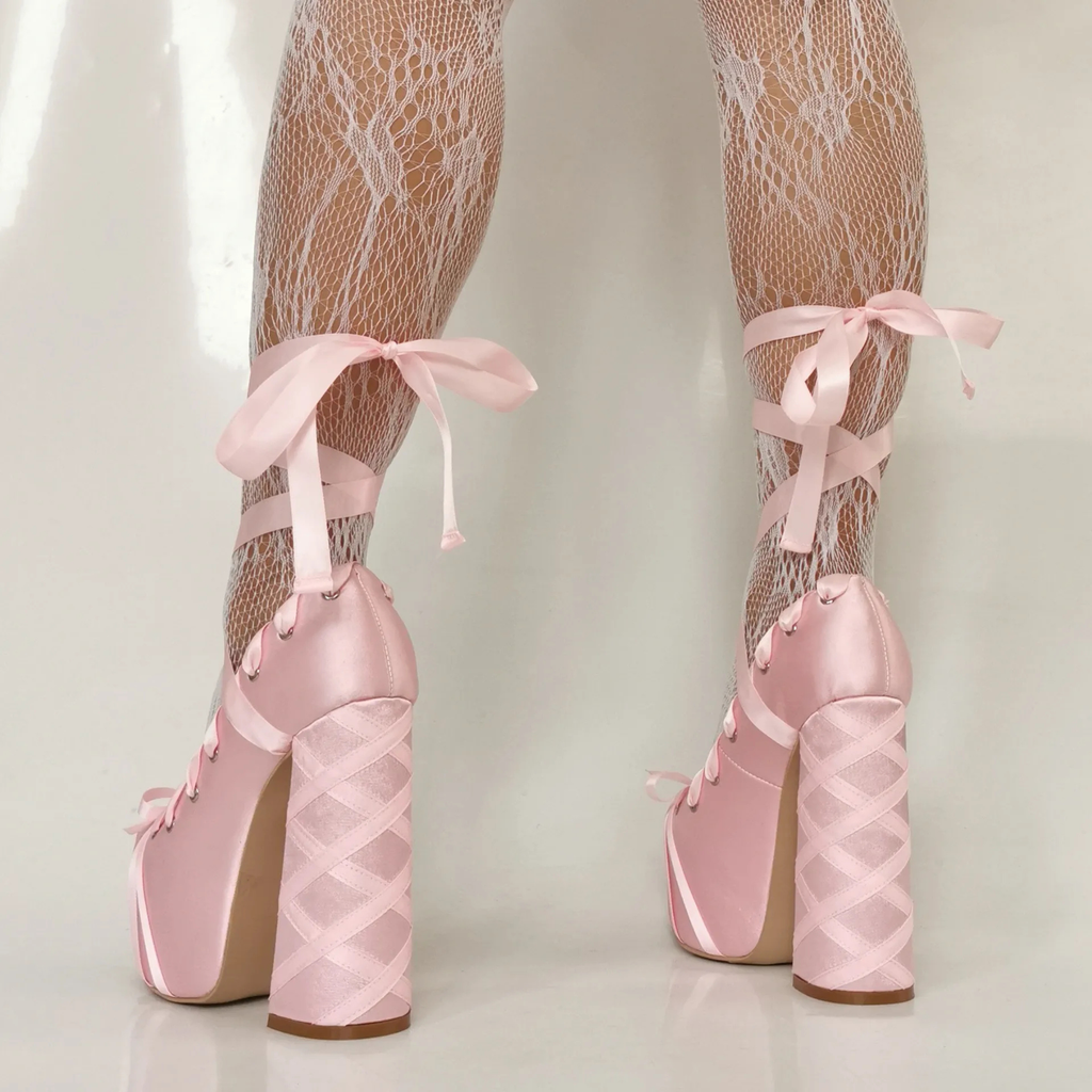 High heels Satin Platform Pumps - I - Baby pink - 🩷