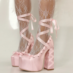 High heels Satin Platform Pumps - I - Baby pink - 🩷
