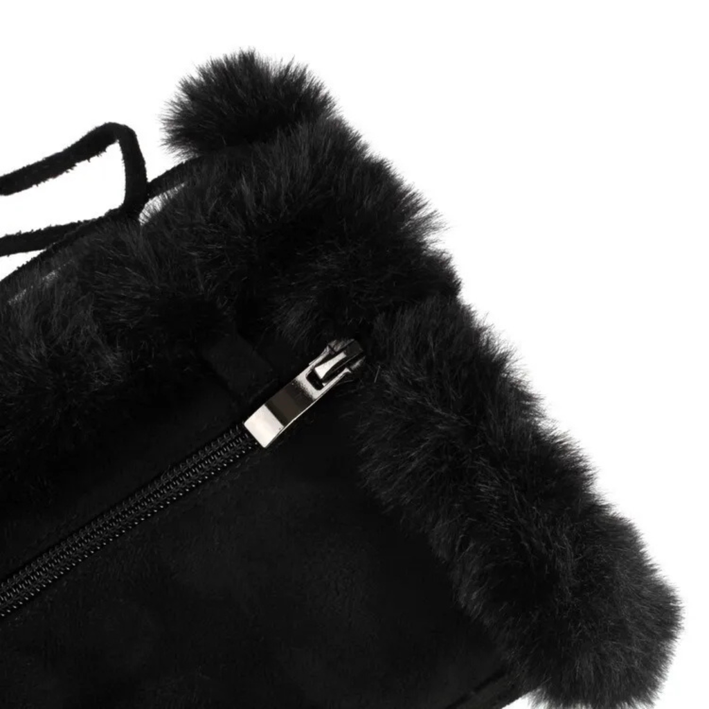 Chunky heels XL Platform Mid-calf Boots - Fur & Pompom - V - X